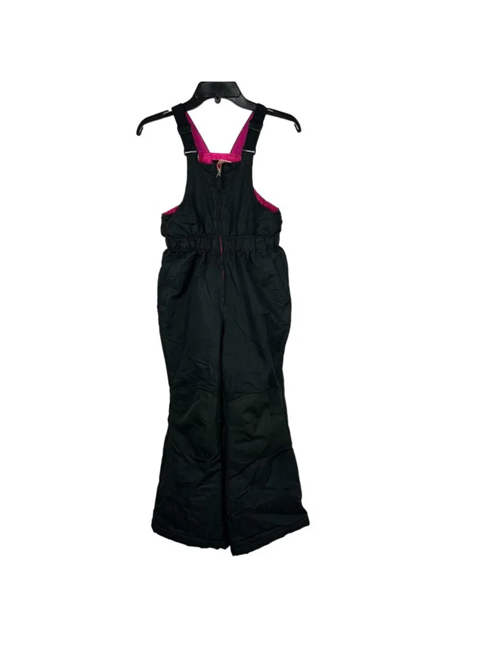 Faded Glory Kids Snow Bib Overalls M Black Pink Waterproof Ski Pants Adjustable